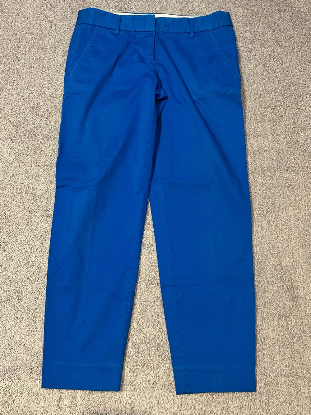 J Crew Pant Women 00 Blue Chino City Fit Ankle Cropped Stretch Office Heritage